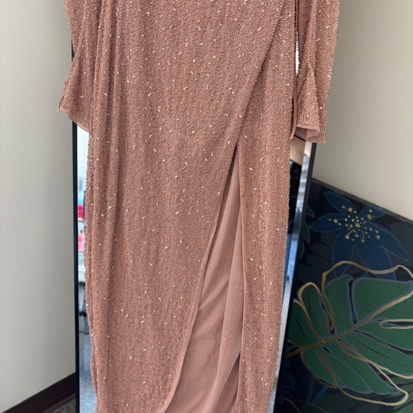 Embellished Cowl Neck Maxi Dress in Nude - Picture 7 of 10